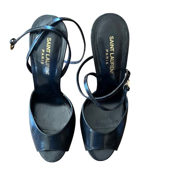 Saint Laurent YSL Patent Leather Black Pump Jodie Platform EU 38 US 6 - Picture 1 of 6